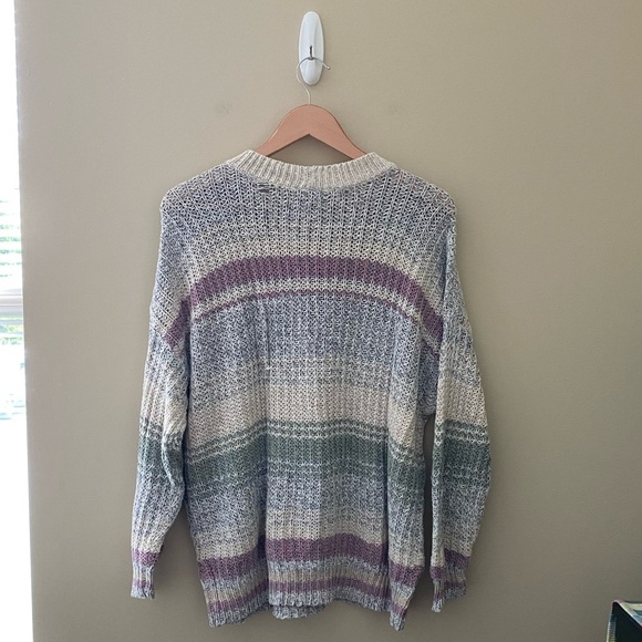 Women’s American Eagle Multi-colored Oversized Striped Crew Neck Sweater Size S - Picture 6 of 9